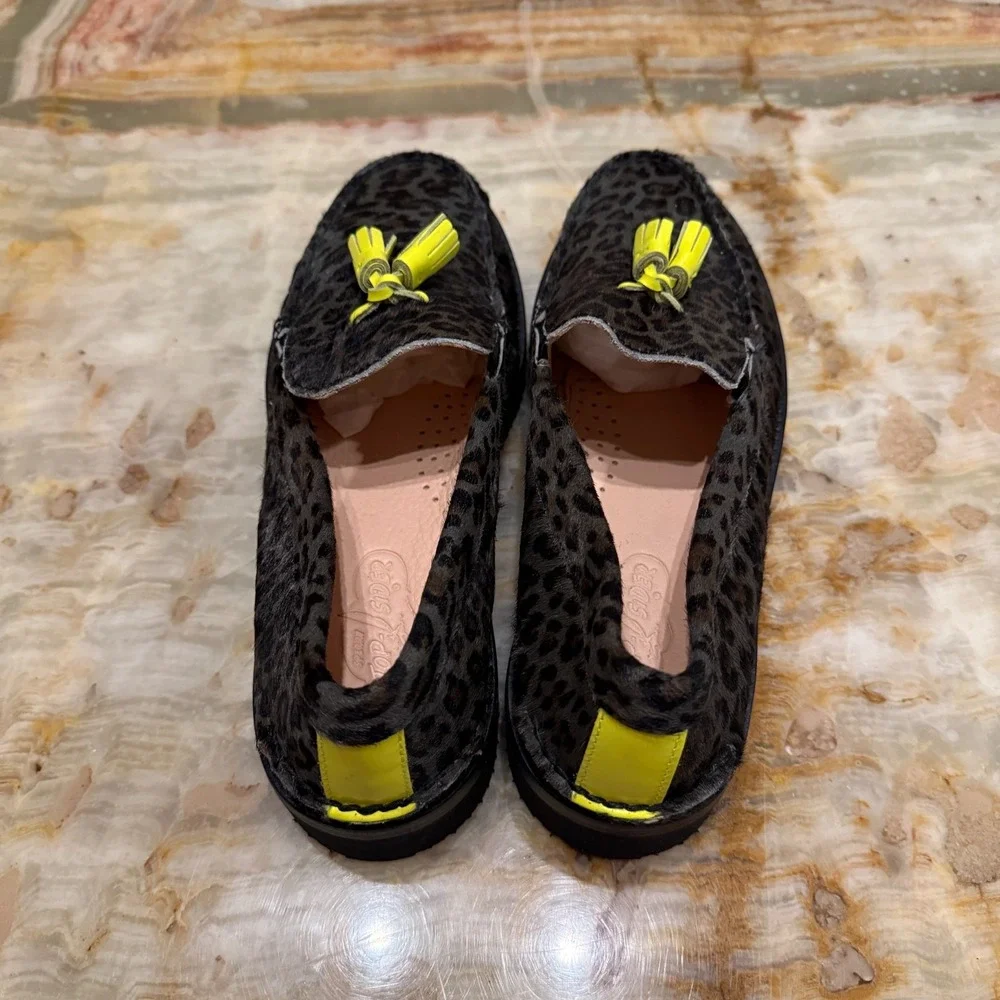 Vibram Sperry Cloud Mens Loafer Brown Black‎ Jaguar Pony Hair Tassel Round Toe 9